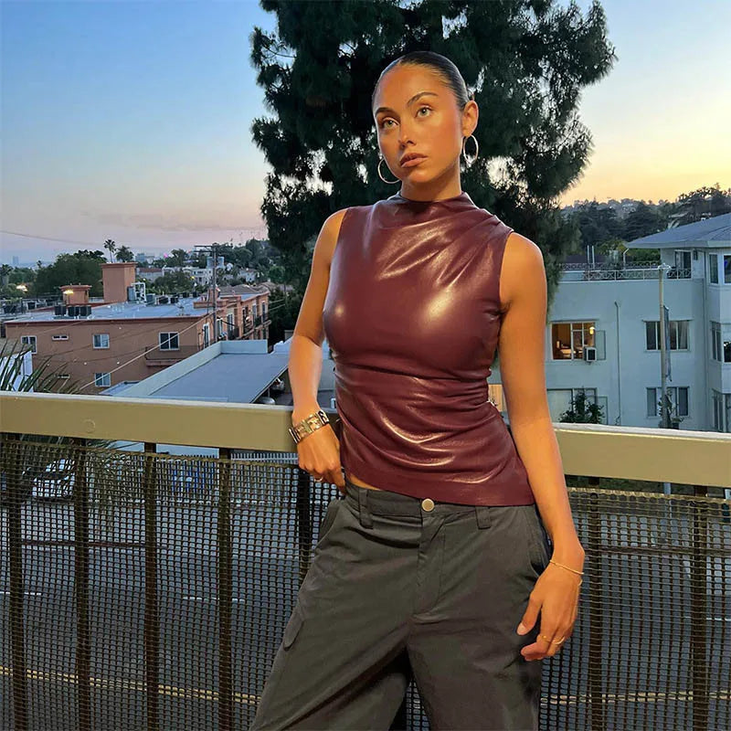 Vintage Essence Leather Tank Top