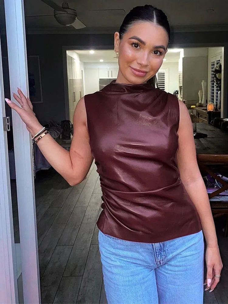 Vintage Essence Leather Tank Top